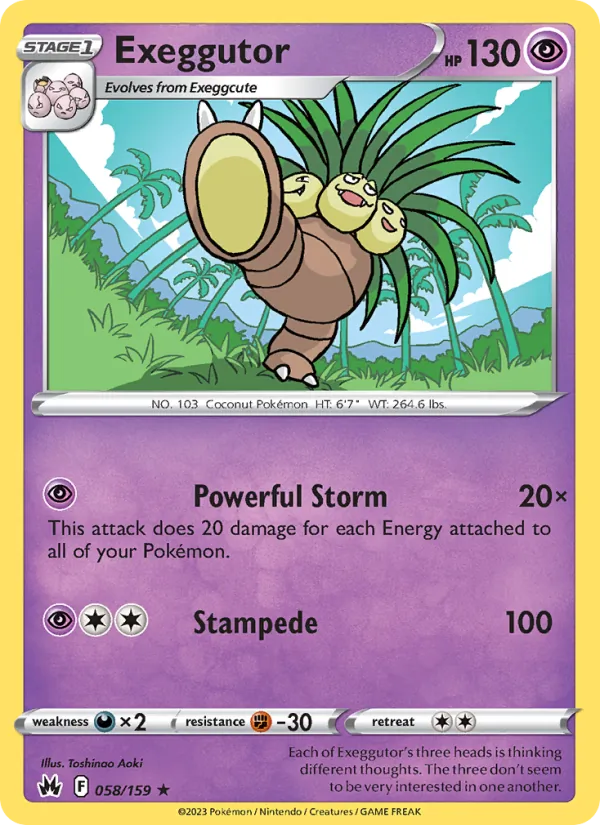 Exeggutor Reverse Holo 058/159 Crown Zenith Pokémon Card