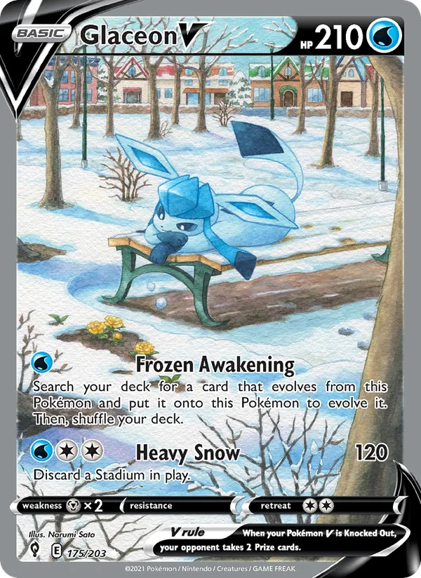 Glaceon V Holo 175/203 Evolving Skies Pokémon Card