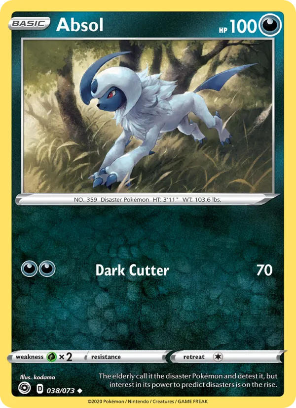 Absol Reverse Holo 038/73 Champion's Path Pokémon Card