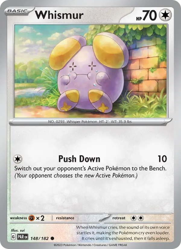 Whismur Reverse Holo 148/182 Paradox Rift Pokémon Card