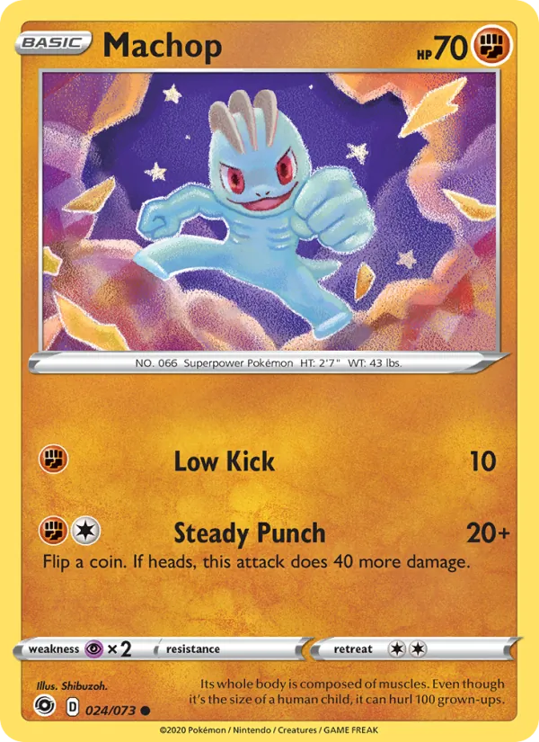 Machop Reverse Holo 024/73 Champion's Path Pokémon Card
