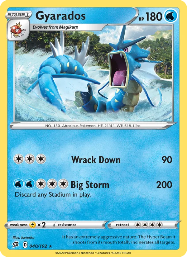 Gyarados Reverse Holo 040/192 Rebel Clash Pokémon Card