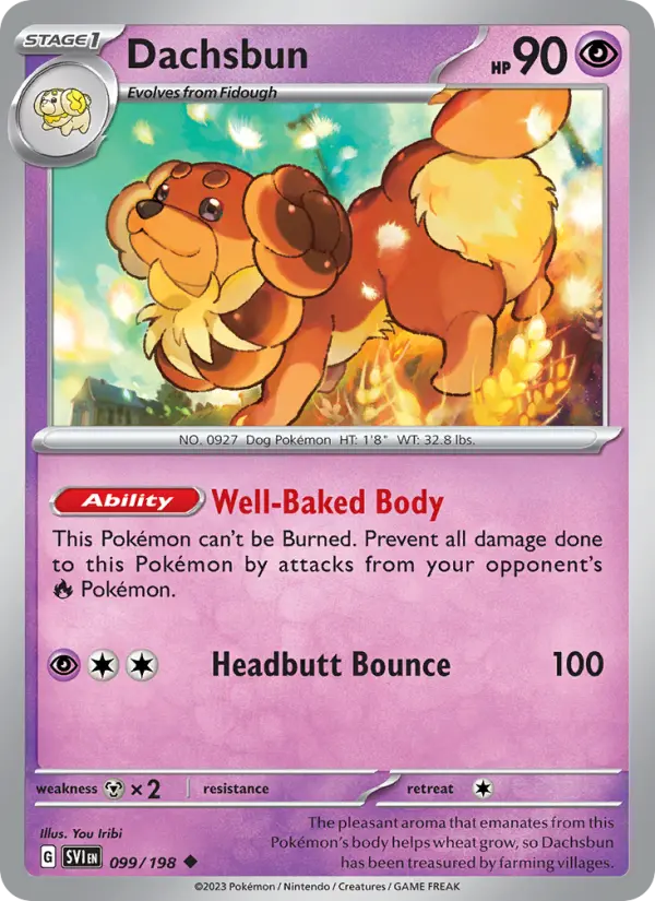 Dachsbun Non-Foil 099/198 Scarlet & Violet Pokémon Card