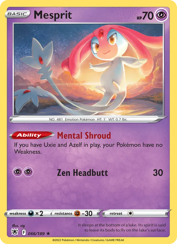 Mesprit Reverse Holo 066/189 Astral Radiance Pokémon Card