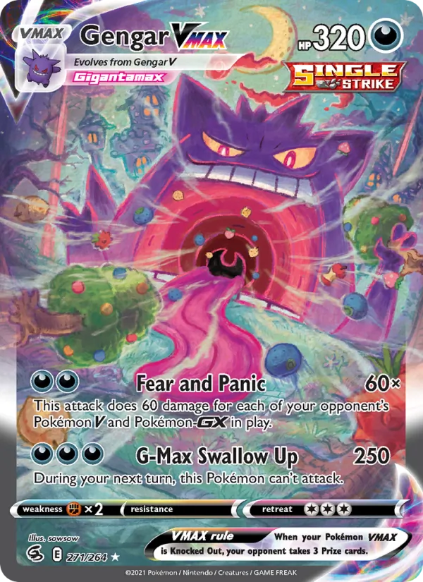 Gengar VMAX Holo 271/264 Fusion Strike Pokémon Card