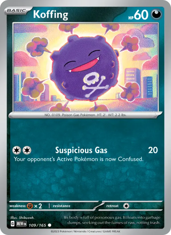 Koffing Reverse Holo 109/165 151 Pokémon Card