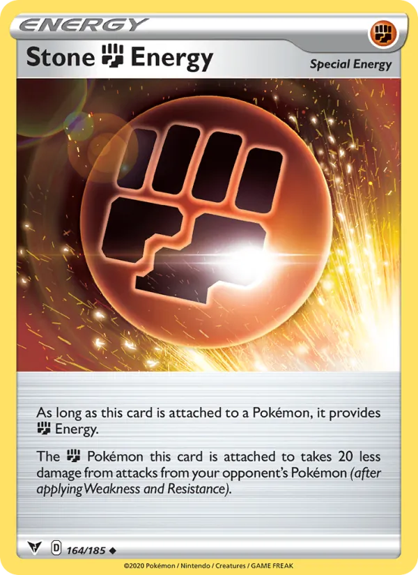 Stone Fighting Energy Reverse Holo 164/185 Vivid Voltage Pokémon Card