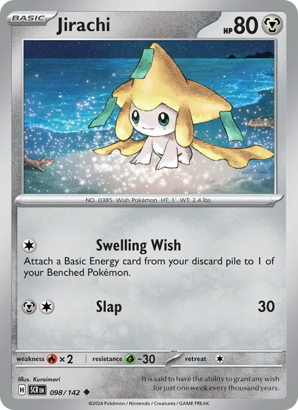 Jirachi Reverse Holo 098/142 Stellar Crown Pokémon Card