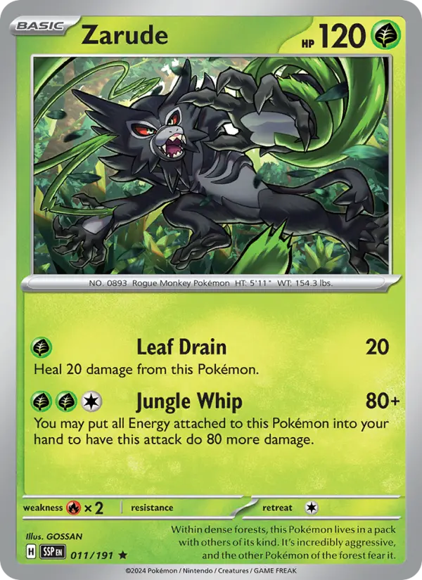 Zarude Reverse Holo 011/191 Surging Sparks Pokémon Card