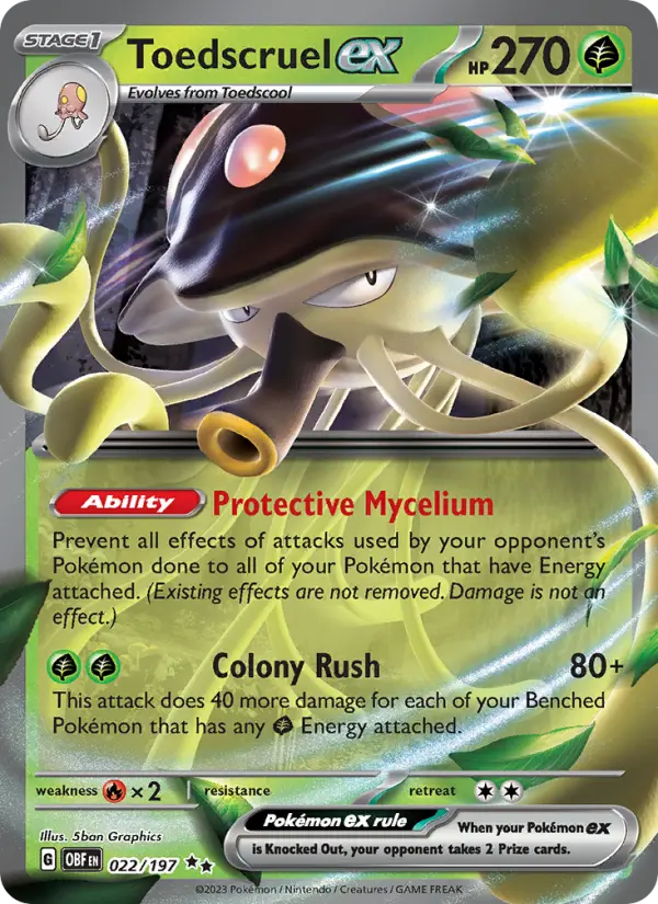 Toedscruel ex Holo 022/197 Obsidian Flames Pokémon Card