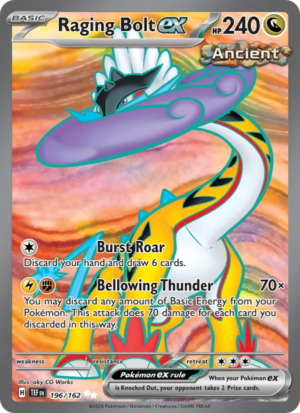 Raging Bolt ex Holo 196/162 Temporal Forces Pokémon Card