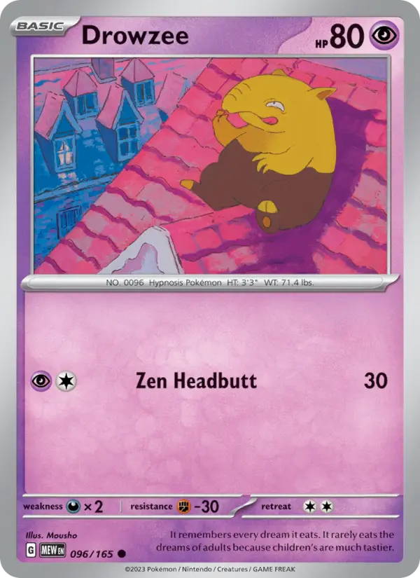 Drowzee Reverse Holo 096/165 151 Pokémon Card