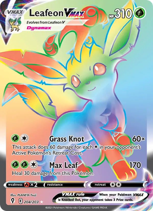 Leafeon VMAX Holo 204/203 Evolving Skies Pokémon Card