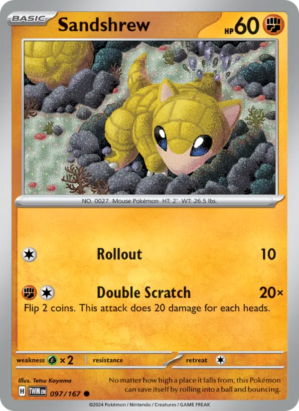 Sandshrew Reverse Holo 097/167 Twilight Masquerade Pokémon Card