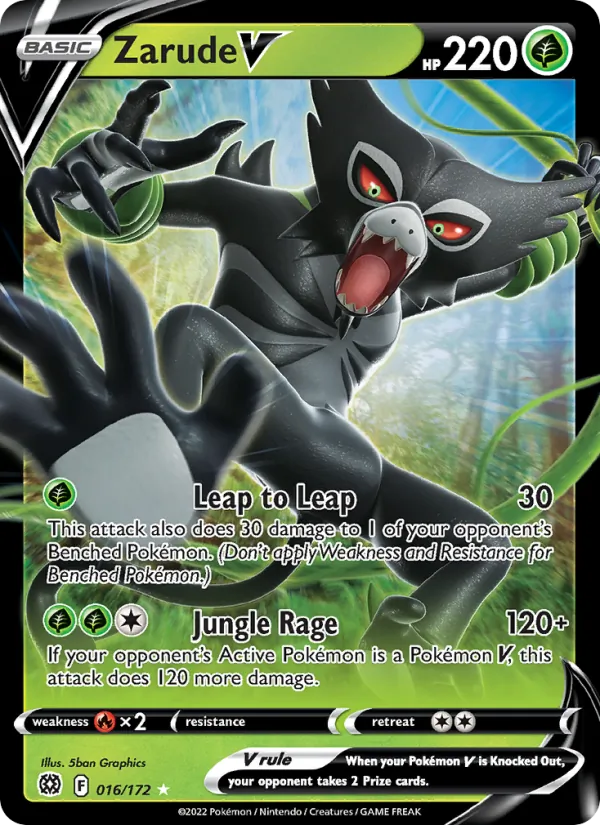 Zarude V Holo 016/172 Brilliant Stars Pokémon Card