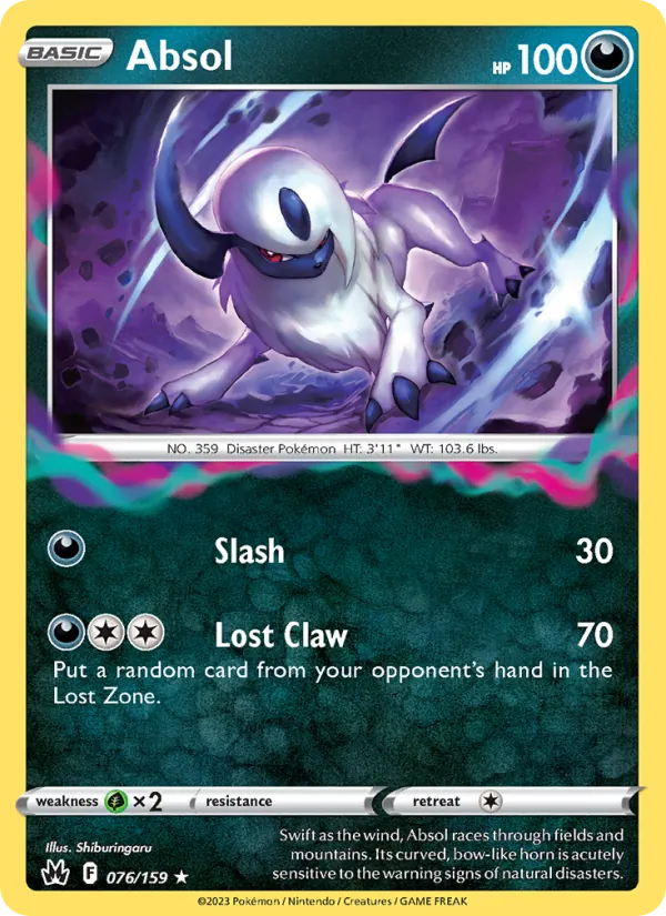 Absol Reverse Holo 076/159 Crown Zenith Pokémon Card