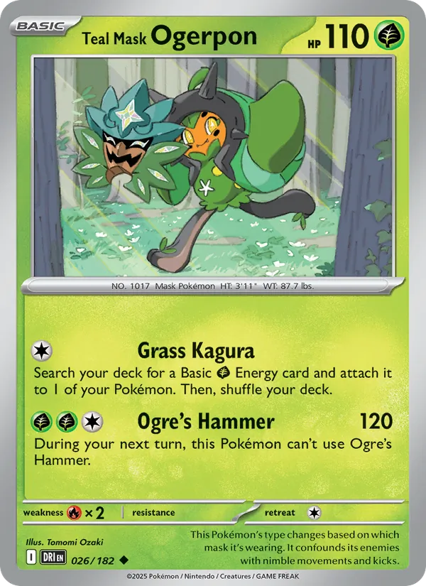 Teal Mask Ogerpon Normal 026/182 Destined Rivals Pokémon Card