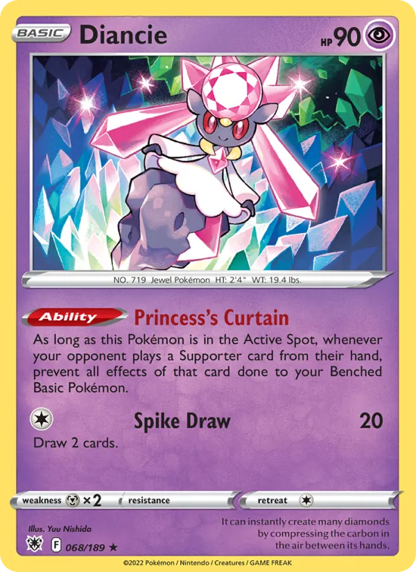 Diancie Reverse Holo 068/189 Astral Radiance Pokémon Card