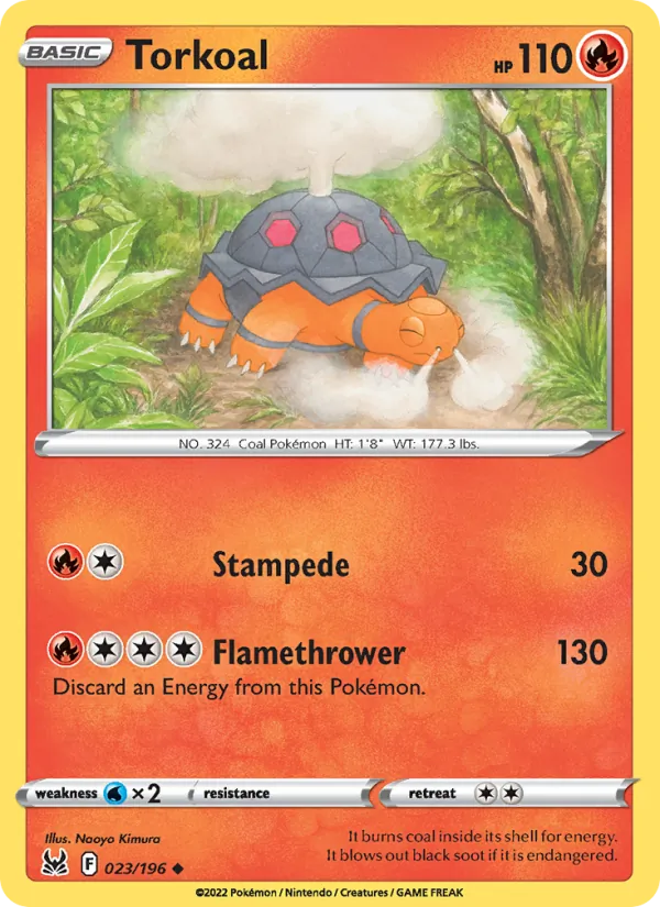 Torkoal Reverse Holo 023/196 Lost Origin Pokémon Card