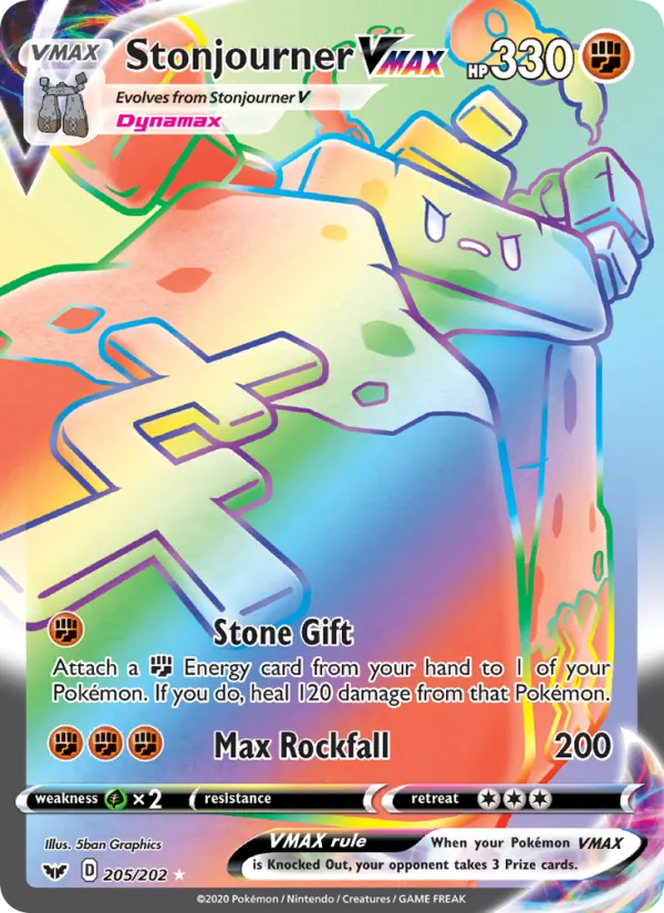 Stonjourner VMAX Holo 205/202 Sword & Shield Pokémon Card