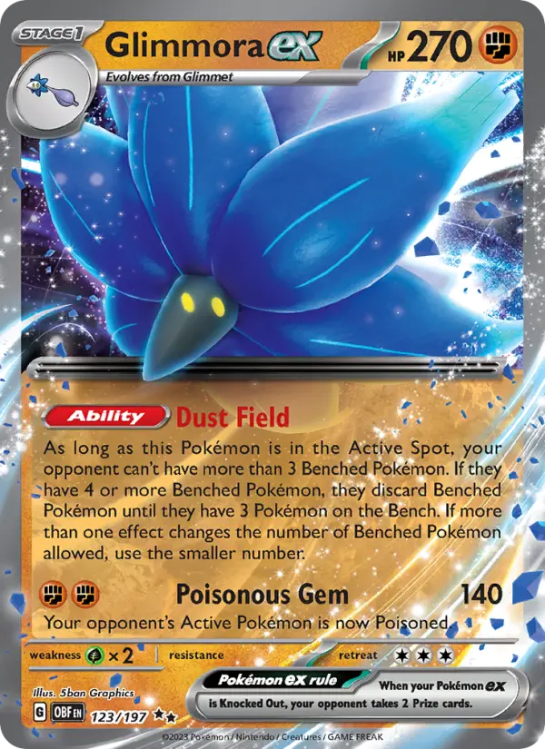 Glimmora ex Holo 123/197 Obsidian Flames Pokémon Card