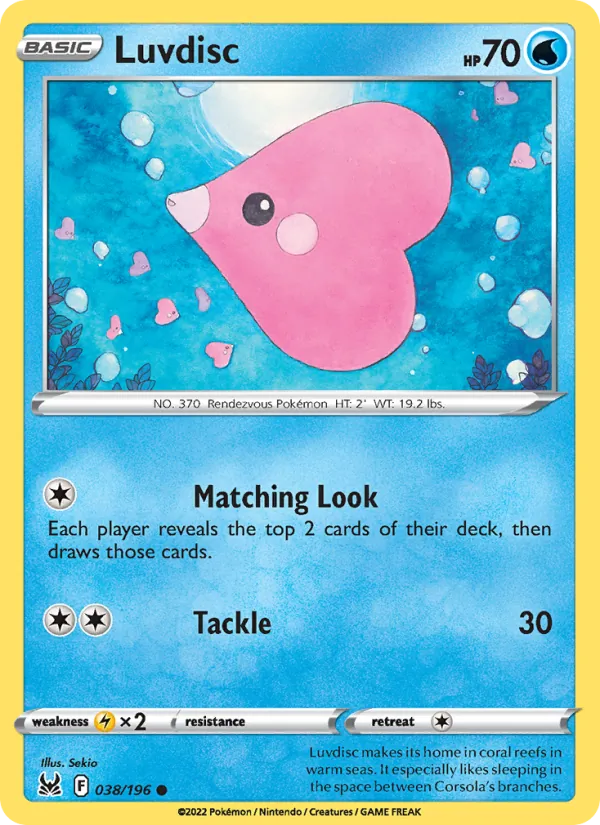 Luvdisc Reverse Holo 038/196 Lost Origin Pokémon Card