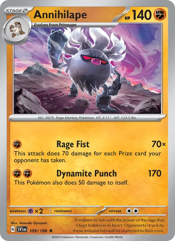 Annihilape Holo 109/198 Scarlet & Violet Pokémon Card