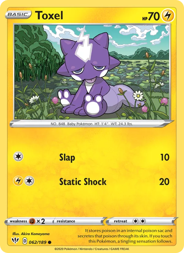 Toxel Reverse Holo 062/189 Darkness Ablaze Pokémon Card