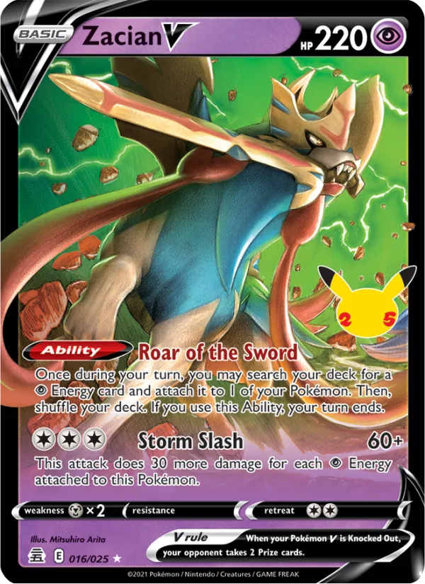 Zacian V Holo 016/25 Celebrations Pokémon Card