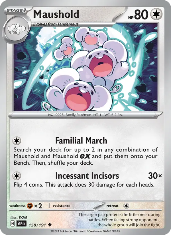 Maushold Reverse Holo 158/191 Surging Sparks Pokémon Card