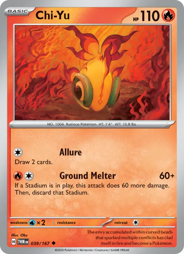 Chi-Yu Reverse Holo 039/167 Twilight Masquerade Pokémon Card