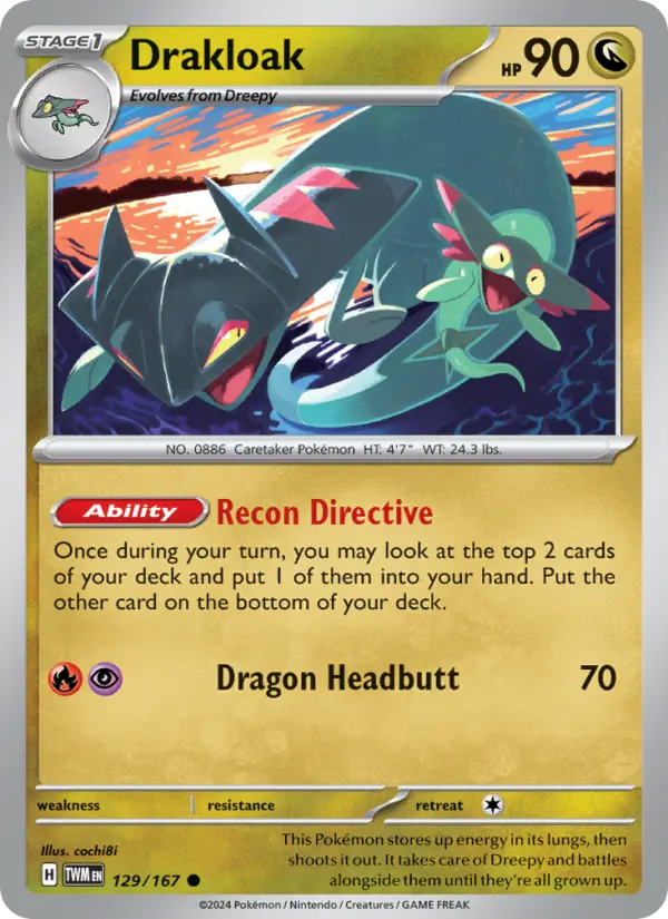 Drakloak Reverse Holo 129/167 Twilight Masquerade Pokémon Card