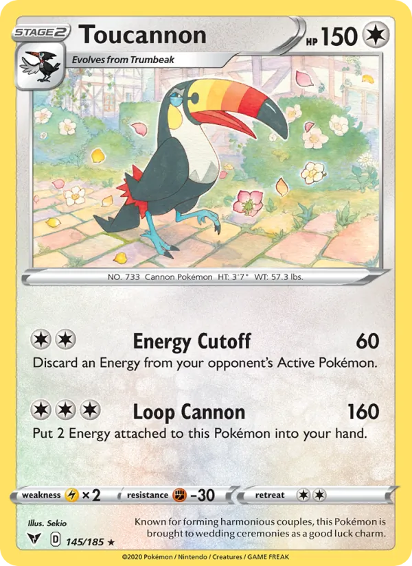 Toucannon Reverse Holo 145/185 Vivid Voltage Pokémon Card