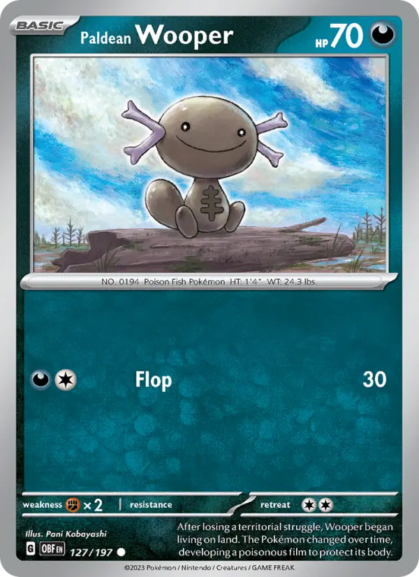 Paldean Wooper Reverse Holo 127/197 Obsidian Flames Pokémon Card