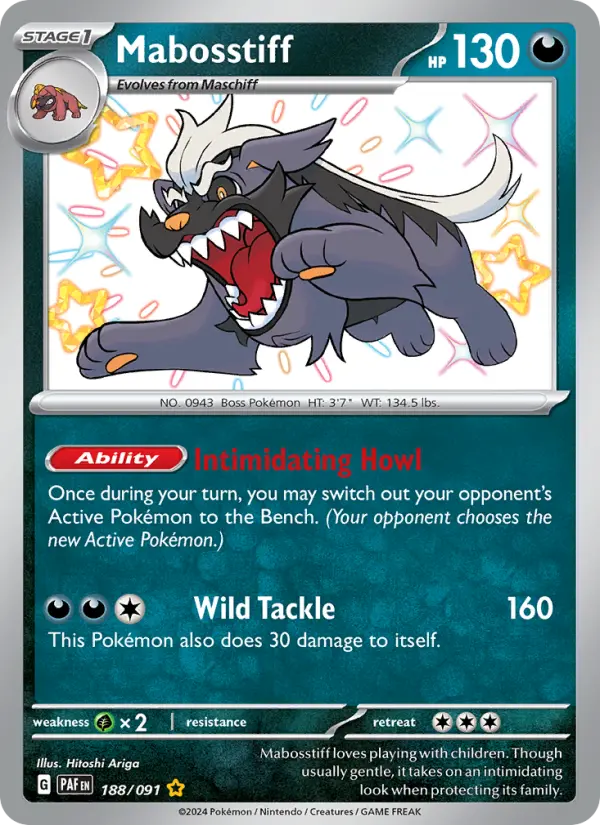 Mabosstiff Holo 188/91 Paldean Fates Pokémon Card