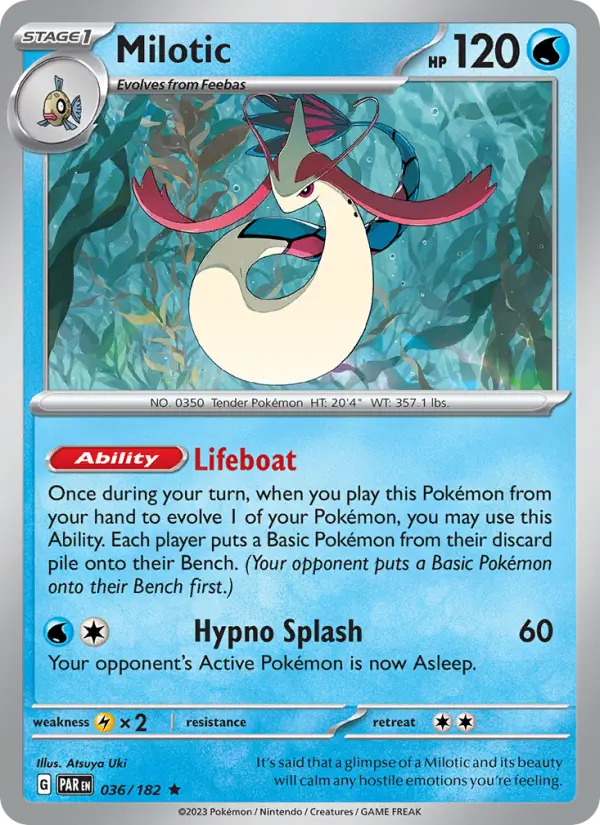 Milotic Reverse Holo 036/182 Paradox Rift Pokémon Card