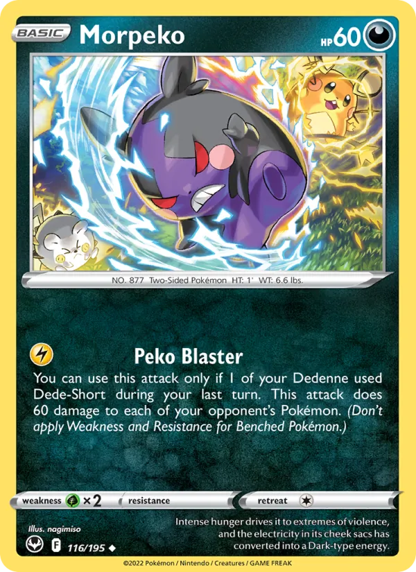 Morpeko Reverse Holo 116/195 Silver Tempest Pokémon Card