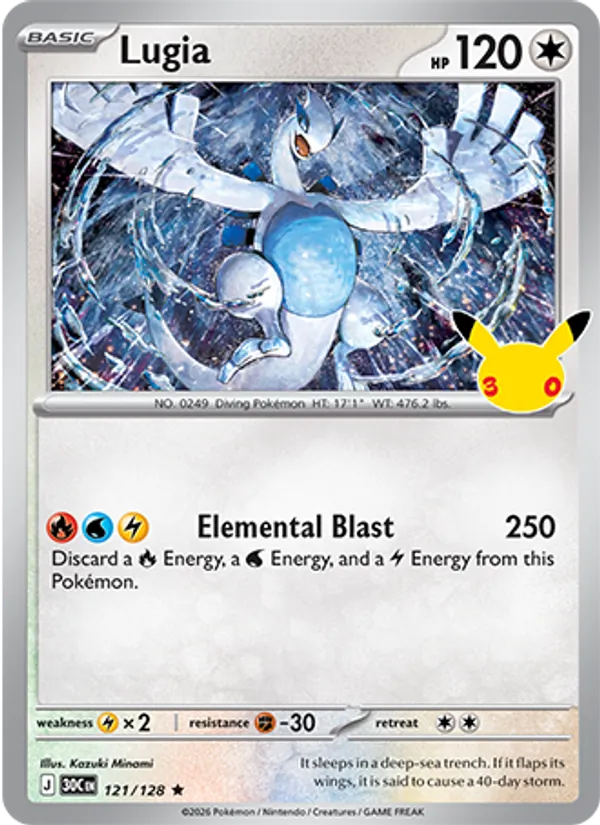 Lugia Normal 121/128 30th Celebration Pokémon Card