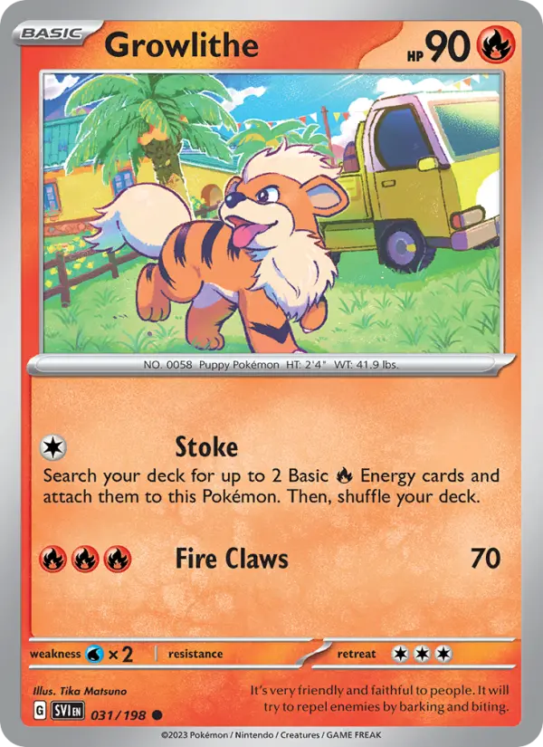 Growlithe Non-Foil 031/198 Scarlet & Violet Pokémon Card