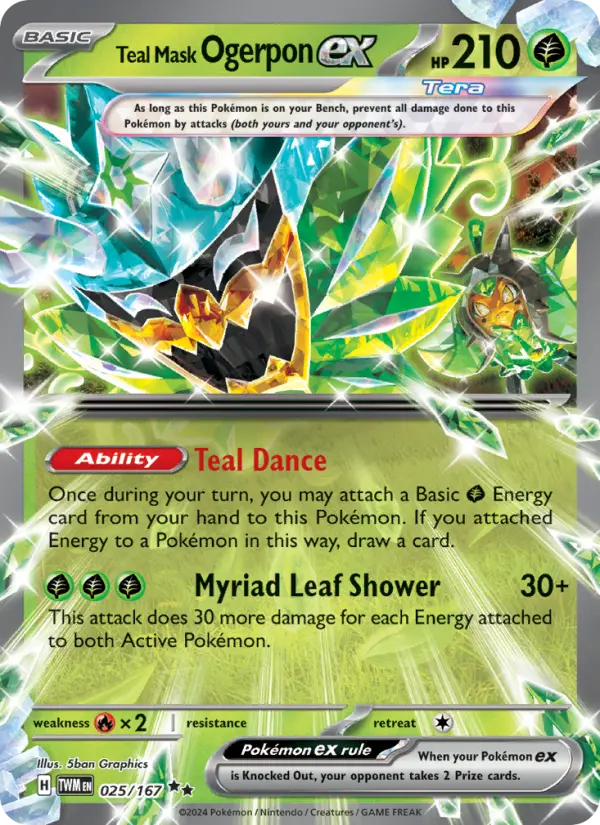 Teal Mask Ogerpon ex Holo 025/167 Twilight Masquerade Pokémon Card