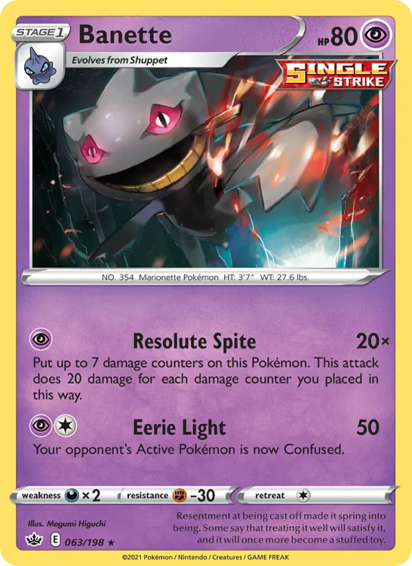Banette Reverse Holo 063/198 Chilling Reign Pokémon Card