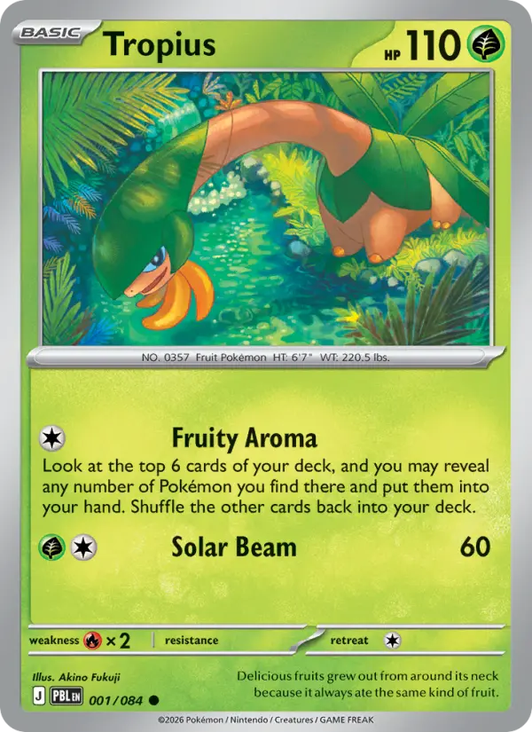 Tropius Reverse Holo 001/84 Pitch Black Pokémon Card