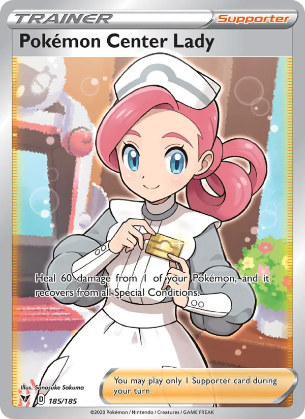 Pokémon Center Lady Non-Foil 185/185 Vivid Voltage Pokémon Card