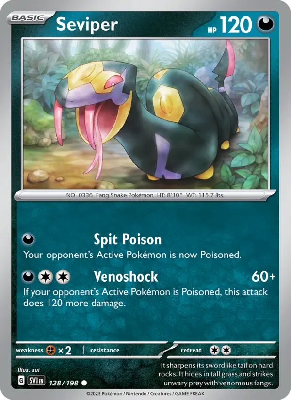 Seviper Non-Foil 128/198 Scarlet & Violet Pokémon Card