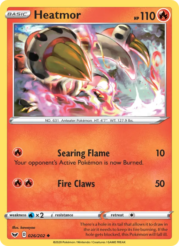Heatmor Reverse Holo 026/202 Sword & Shield Pokémon Card