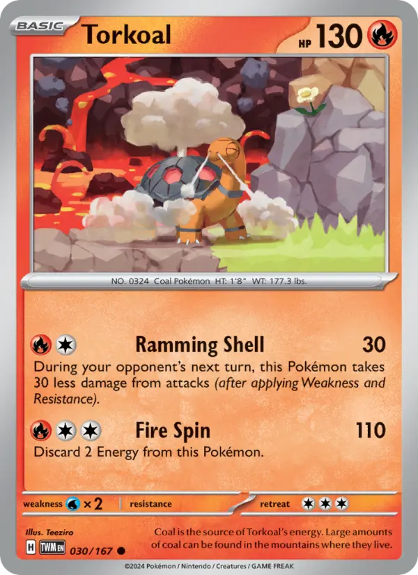Torkoal Reverse Holo 030/167 Twilight Masquerade Pokémon Card