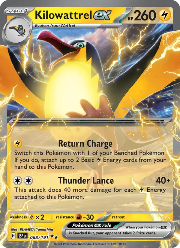 Kilowattrel ex Holo 068/191 Surging Sparks Pokémon Card