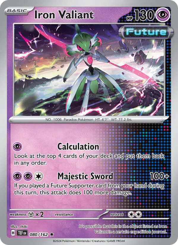 Iron Valiant Reverse Holo 080/162 Temporal Forces Pokémon Card