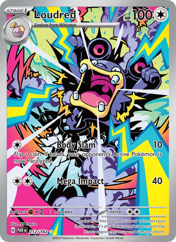 Loudred Holo 212/182 Paradox Rift Pokémon Card