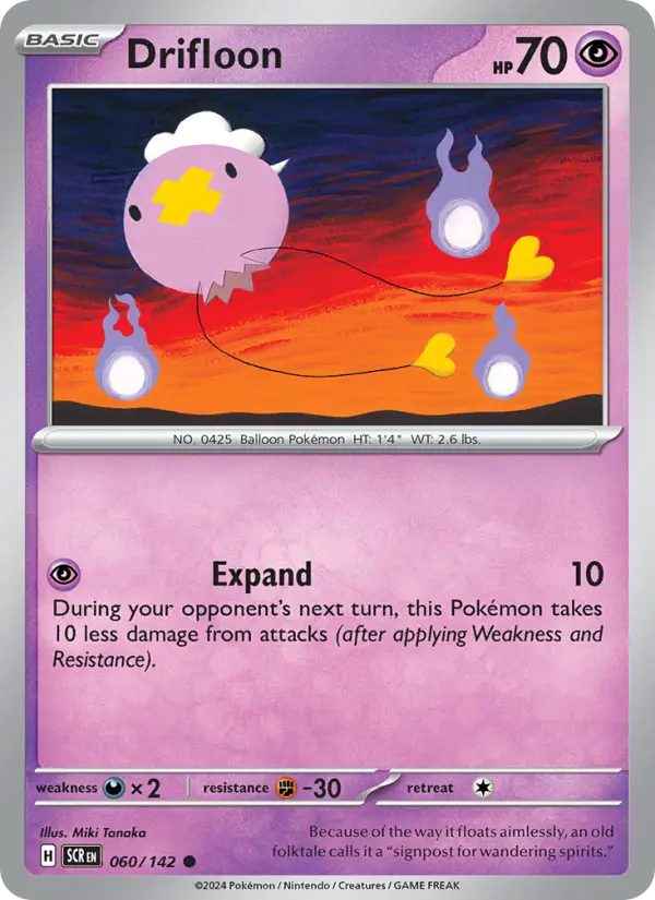 Drifloon Reverse Holo 060/142 Stellar Crown Pokémon Card